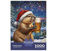 Puzzle Per Adolescenti Puzzle Da 1000 Pezzi XMAS Bober Beer Santa Puzzle Per Adulti Gioco Rompicapo Un'opera D'arte Aiuta L'esercizio Del Cervello 52x38cm/1000pcs