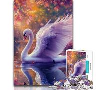 Puzzle per adolescenti, puzzle del cigno bianco per adolescenti, per ammazzare il tempo durante le vacanze a casa con pezzi completamente interconnessi e di forma casuale (dimensioni 38x26cm)