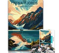 Puzzle per adolescenti, Puzzle del Parco Nazionale dei Fiordi di Kenai, 1000 pezzi per adulti, gioco stimolante, giocattoli, ideale come regalo per tutta la famiglia, 26x38cm