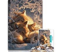 Puzzle per adolescenti, puzzle della famiglia di lupi per adolescenti, per ammazzare il tempo durante le vacanze a casa con pezzi completamente interconnessi di forma casuale (dimensioni 38x26cm)