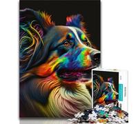 Puzzle per adolescenti puzzle di animali al neon con cani per adolescenti giocattoli per l'intrattenimento della famiglia con poster abbinato e foglio di quiz 38x26cm