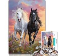 Puzzle per adolescenti, puzzle di cavalli in bianco e nero per adulti, 1000 pezzi, giocattoli, giochi educativi, antistress, migliorano l'amore tra coppie, 50x75cm
