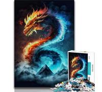 Puzzle per adolescenti,puzzle di draghi volanti di ghiaccio e fuoco per adulti,giochi di attività per famiglie stimolanti,giocattoli fai da te per decorazioni murali per la casa (dimensioni 75x50cm)
