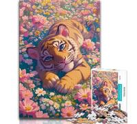 Puzzle per adolescenti, puzzle di fiori e tigri per adulti, giochi di attività stimolanti per la famiglia, giocattoli fai da te per decorazioni murali per la casa (dimensioni 75x50cm)