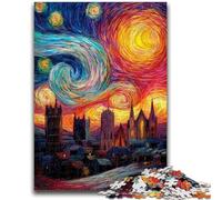 Puzzle per adolescenti, puzzle di paesaggi urbani con cielo notturno, puzzle per adulti, giocattoli per la decorazione della casa, antistress e vacanze (75x50cm)