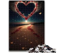 Puzzle per adolescenti Puzzle per adolescenti da 1000 pezzi Cuore sulla spiaggia Aiuta il cervello a esercitare Giocattoli avvincenti per coltivare la pazienza Adatto alle coppie 26x38cm