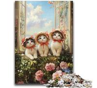 Puzzle per adolescenti Puzzle per adolescenti da 1000 pezzi Tre gattini aiutano il cervello a esercitare Giocattoli avvincenti per coltivare la pazienza Adatto alle coppie 50x75cm