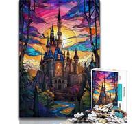 Puzzle per adolescenti puzzle per adulti con castello in vetro colorato 1000 pezzi giocattoli giochi educativi antistress lista dei desideri con Babbo Natale (38x26cm)