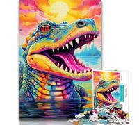Puzzle per adolescenti, puzzle psichedelici con coccodrillo del Nilo per adulti, 1000 pezzi, design vivace e unico, esperienza di puzzle rilassante e stimolante, 50x75cm