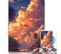Puzzle per adolescenti Puzzle Sunset Clouds per adulti 1000 pezzi, con poster abbinato e foglio di quiz per età 14 26x38cm