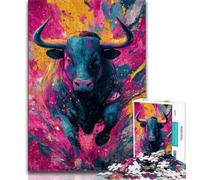Puzzle per adolescenti raffigurante un toro, 1000 pezzi, giochi educativi, decorazione per la casa, adatti per la decorazione del desktop, 38x26cm