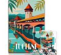 Puzzle per adolescenti "Riflessi di Lucerna" da 1000 pezzi, gioco stimolante, ideale come regalo per tutta la famiglia, 38x26cm