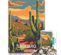 Puzzle per adolescenti Saguaro National Park Sunset da 1000 pezzi, per adolescenti e adulti, fai da te, moderno, arte murale, arredamento per la casa, 26x38cm