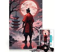 Puzzle per adolescenti "Samurai sotto la luna di sangue", 1000 pezzi, rompicapo rilassante, assemblaggio immagini, regalo speciale (50x75cm)