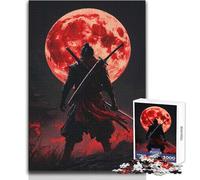 Puzzle per adolescenti Samurai Under Blood Moon, 1000 pezzi, gioco educativo di osservazione e abilità, regalo perfetto e significativo per le feste, dimensioni 50x75cm