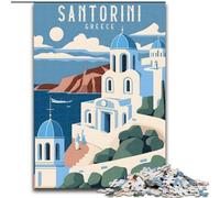 Puzzle per adolescenti Santorini Grecia Viaggio, analisi e logica con pezzi completamente interconnessi di forma casuale per età dai 14 anni in su 26x38cm