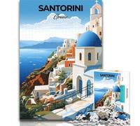 Puzzle per adolescenti Santorini Grecia Viaggio Puzzle 1000 pezzi per adulti, gioco stimolante Giocattoli per è ideale come regalo per tutta la famiglia 75x50cm