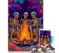 Puzzle per adolescenti "Scheletri attorno a un falò" puzzle da 1000 pezzi regali per adulti giocattolo educativo ideale come regalo per tutta la famiglia (38x26cm)