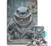 Puzzle per adolescenti Squalo che si lava i denti, gioco per famiglie antistress, sfida difficile, rafforza l'amore tra coppie, 75x50cm