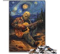 Puzzle per adolescenti "Suonare la chitarra sotto le stelle", 1000 pezzi, arte interessante, riduzione dello stress, lista dei desideri con Babbo Natale per 14 anni (26x38cm)