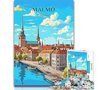 Puzzle per adolescenti Svezia Malmö Puzzle da viaggio per adulti 1000 pezzi, per età 14+ Gioco impossibile Il miglior regalo per adulti e adolescenti 26x38cm