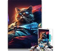 Puzzle per adolescenti Techno Cat, puzzle per adolescenti da 1000 pezzi, allena il tuo cervello e le tue mani, regalo di compleanno, regali 26x38cm