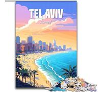 Puzzle per adolescenti Tel Aviv, analisi e logica con pezzi completamente interconnessi di forma casuale per bambini dai 14 anni in su, 26x38cm