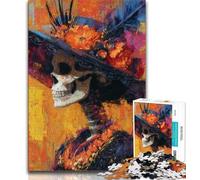 Puzzle per adolescenti teschio messicano puzzle per adulti 1000 pezzi difficili con pezzi completamente interconnessi e di forma casuale per ragazzi dai 14 anni in su (50x75cm)