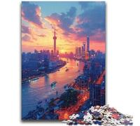 Puzzle per adolescenti The Oriental Pearl Tower a Shanghai Adatto a persone dai 14 anni in su Gioco educativo Sfida Giocattolo Regalo per compleanni 38x26cm