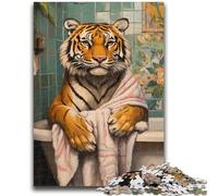 Puzzle per adolescenti "Tigre nel bagno" 1000 pezzi, gioco educativo per famiglie, adatto per decorare la scrivania, 26x38cm
