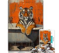 Puzzle per adolescenti "Tigre nel bagno", puzzle da 1000 pezzi, giochi divertenti, ogni pezzo è unico - gioco divertente e stimolante per tutta la famiglia (38x26cm)