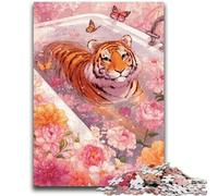 Puzzle per adolescenti Tigre nella vasca da bagno Gioco stimolante tutta la famiglia 26x38cm