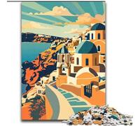 Puzzle per adolescenti Tramonto a Santorini, analisi e logica con pezzi completamente interconnessi di forma casuale per bambini dai 14 anni in su 50x75cm
