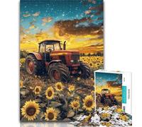 Puzzle per adolescenti Trattore in un campo di girasoli Puzzle da 1000 pezzi per adulti e adolescenti, gioco stimolante e gioco per famiglie Regali di Babbo Natale segreto 50x75cm