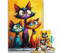Puzzle per adolescenti Tre gatti Puzzle per adolescenti 1000, antistress Sfida difficile Rafforza l'amore tra coppie 26x38cm