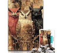 Puzzle per adolescenti Tre gufi Puzzle da 1000 pezzi per adulti, regali per ammazzare il tempo durante le vacanze, migliora l'amore tra coppie 26x38cm