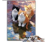 Puzzle per adolescenti Tre simpatici gatti, gioco per famiglie, antistress, sfida difficile, rafforza l'amore tra coppie (dimensioni 26x38cm)