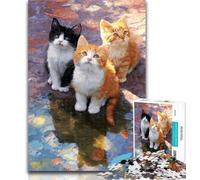 Puzzle per adolescenti Tre simpatici gatti Puzzle per adulti 1000 pezzi, giocattoli educativi per l'apprendimento Giochi per famiglie Migliora l'amore tra coppie 50x75cm