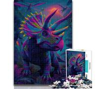 Puzzle per adolescenti Triceratopo color neon da 1000 pezzi, per adolescenti e adulti, regali per amici e familiari dai 14 anni in su, 50x75cm