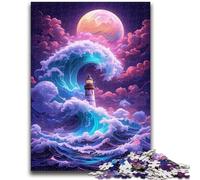 Puzzle per adolescenti Un faro tra le onde, puzzle da 1000 pezzi, antistress, per trascorrere il tempo libero in casa e per interagire con i genitori (75x50cm)