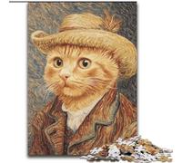 Puzzle per adolescenti Van Gogh Cat, gioco per famiglie, antistress, sfida difficile, rafforza l'amore tra coppie (dimensioni 50x75cm)
