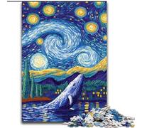 Puzzle per adolescenti Van Gogh Night Sky Whale, gioco per famiglie antistress, sfida difficile, rafforza l'amore tra coppie (dimensioni 50x75cm)
