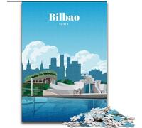 Puzzle per adolescenti Viaggio a Bilbao, analisi e logica con pezzi completamente interconnessi di forma casuale per bambini dai 14 anni in su 26x38cm