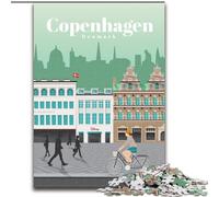 Puzzle per adolescenti Viaggio a Copenaghen, analisi e logica con pezzi completamente interconnessi di forma casuale per bambini dai 14 anni in su 26x38cm