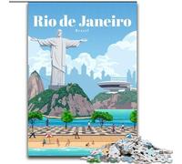 Puzzle per adolescenti Viaggio a Rio de Janeiro, analisi e logica con pezzi completamente interconnessi di forma casuale per bambini dai 14 anni in su 26x38cm