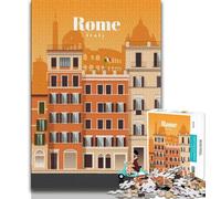 Puzzle per adolescenti Viaggio a Roma, sfida di intelligenza cerebrale, giocattoli avvincenti, regalo di compleanno, regali, arte murale (75x50cm)
