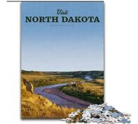 Puzzle per adolescenti Visita il Dakota del Nord, analisi e logica con pezzi completamente interconnessi di forma casuale per bambini dai 14 anni in su 26x38cm