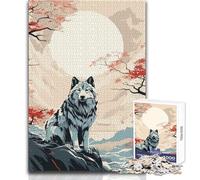Puzzle per adolescenti Wolf Retro Japan Vibes 1000 pezzi Gioco educativo di abilità di osservazione Regalo festivo perfetto e significativo Dimensioni 50x75cm