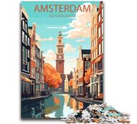 Puzzle per adulti 1000 Amsterdam Paesi Bassi Gioco educativo Sfida Giocattolo Decorazione da parete Regali unici per compleanno e Natale (dimensioni 38x52cm)