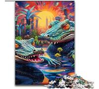 Puzzle per adulti 1000 animali, coccodrilli del Nilo, realizzati in legno, un ottimo regalo per il divertimento in famiglia, 50x75cm, rompicapo stimolante - Giocattolo rilassante per adolescenti